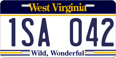 WV license plate 1SA042