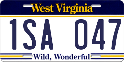 WV license plate 1SA047