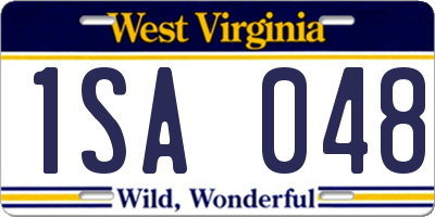 WV license plate 1SA048