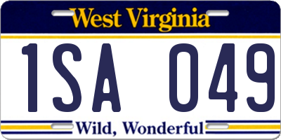 WV license plate 1SA049