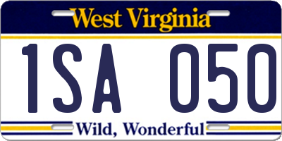 WV license plate 1SA050