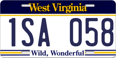 WV license plate 1SA058