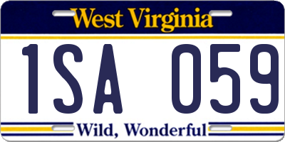 WV license plate 1SA059
