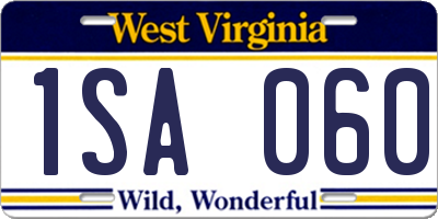 WV license plate 1SA060
