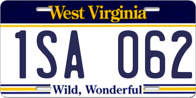WV license plate 1SA062