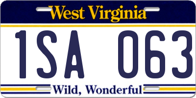 WV license plate 1SA063