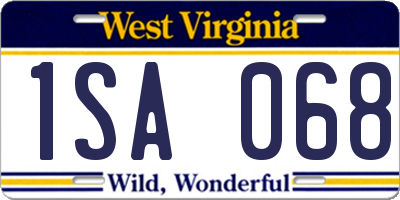 WV license plate 1SA068