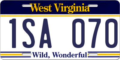 WV license plate 1SA070