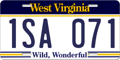 WV license plate 1SA071