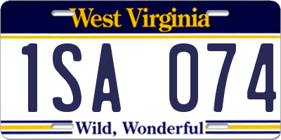 WV license plate 1SA074
