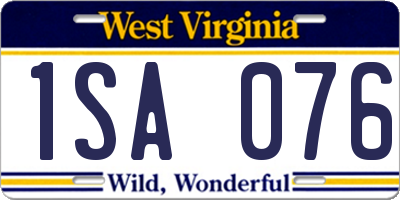 WV license plate 1SA076