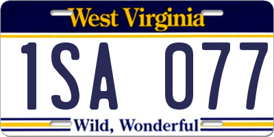 WV license plate 1SA077
