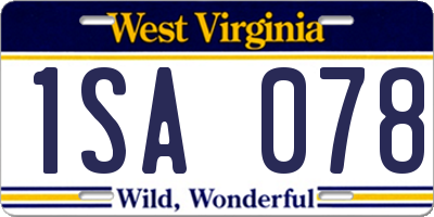 WV license plate 1SA078