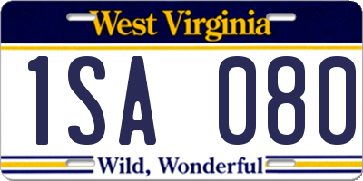 WV license plate 1SA080