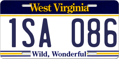 WV license plate 1SA086