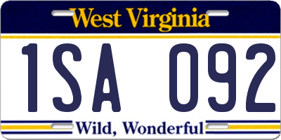 WV license plate 1SA092