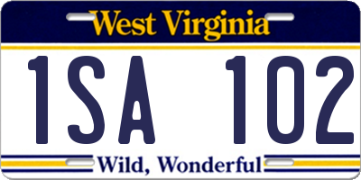 WV license plate 1SA102