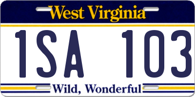 WV license plate 1SA103