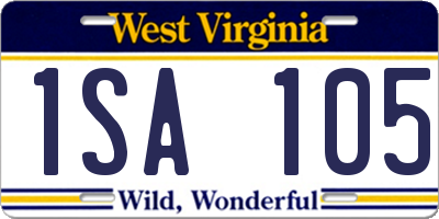 WV license plate 1SA105