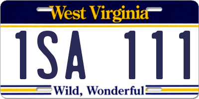 WV license plate 1SA111