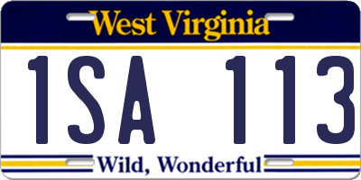 WV license plate 1SA113