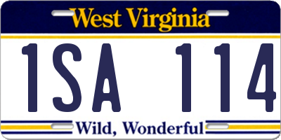 WV license plate 1SA114