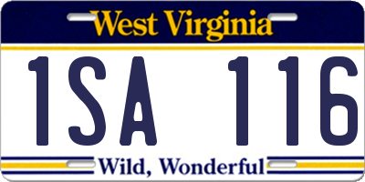WV license plate 1SA116