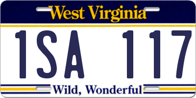 WV license plate 1SA117
