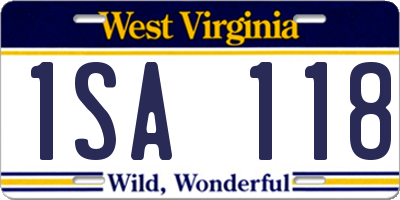 WV license plate 1SA118