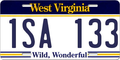 WV license plate 1SA133