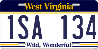 WV license plate 1SA134