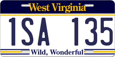 WV license plate 1SA135