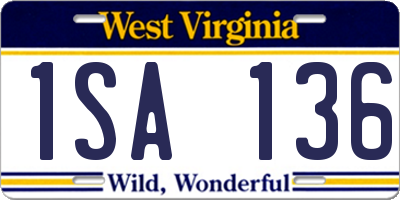 WV license plate 1SA136