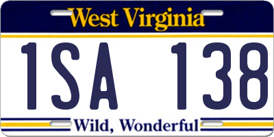 WV license plate 1SA138