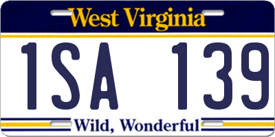 WV license plate 1SA139
