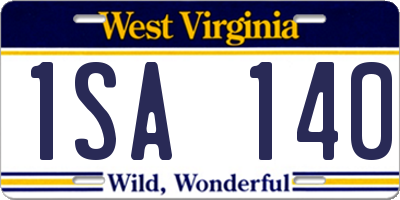 WV license plate 1SA140