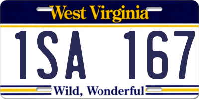 WV license plate 1SA167