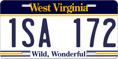 WV license plate 1SA172