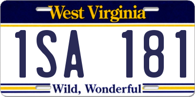 WV license plate 1SA181