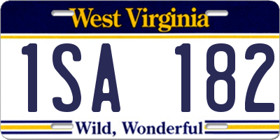 WV license plate 1SA182
