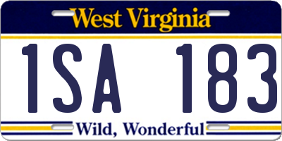 WV license plate 1SA183