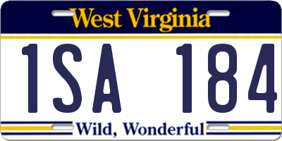 WV license plate 1SA184