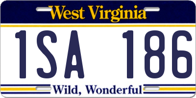 WV license plate 1SA186