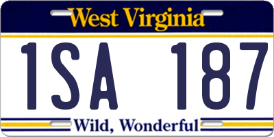 WV license plate 1SA187