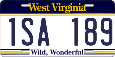 WV license plate 1SA189