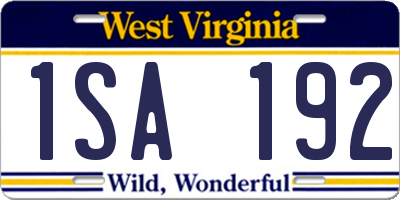 WV license plate 1SA192