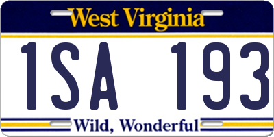 WV license plate 1SA193