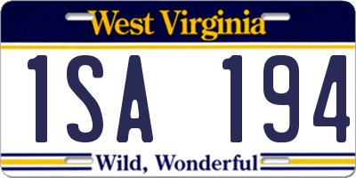WV license plate 1SA194