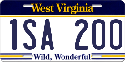 WV license plate 1SA200