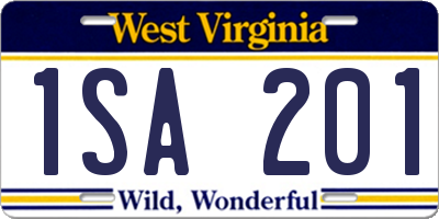WV license plate 1SA201